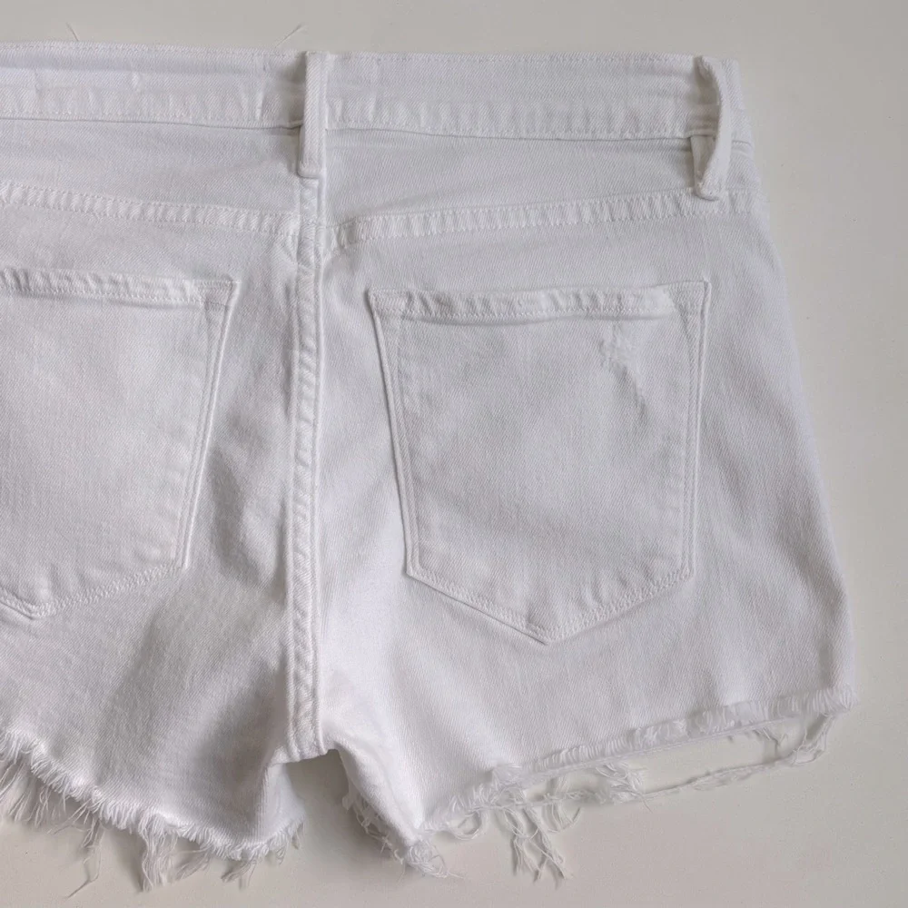 Frame Denim Le Cutoff Tulip Frayed Hem Jean Short Distressed White Blank Rookley